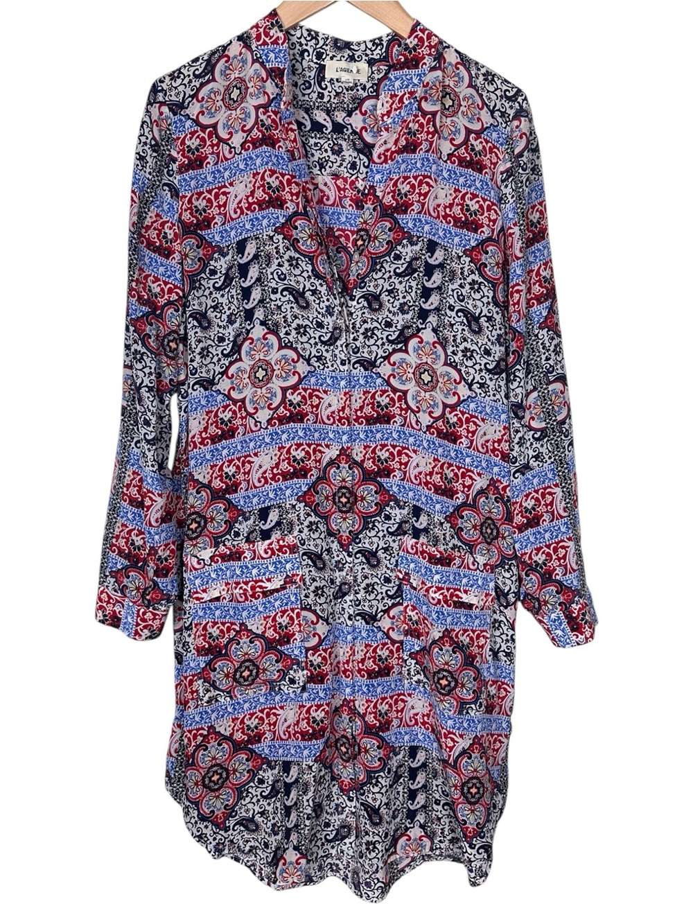 L’Agence Paisley Silk Midi Dress Large